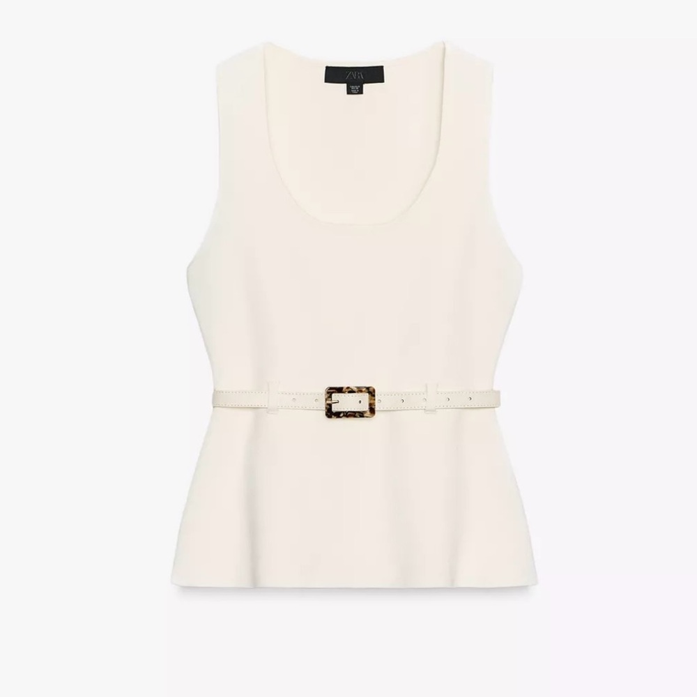 ZARA KNIT BELTED TOP - Picture 8 of 12